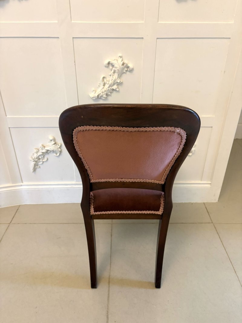 Antique Victorian Set of 6 Mahogany Dining Chairs with Tulip Legs - Image 4